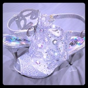 Silver Bling AB Crystals adorned platform heels